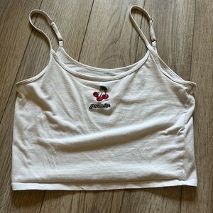 Hollister White Red Sleeveless Crop Camisole